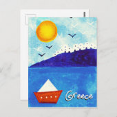 NIEDLICHES BLAUWEISS, ROTES WASSERFARBENBOOT POSTKARTE (Vorne/Hinten)