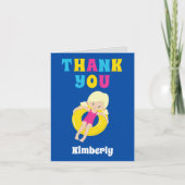 Niedliches Blonde Girl Swimming Pool Party Kinderb Dankeskarte (Vorderseite)