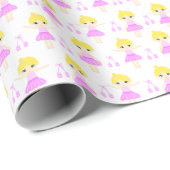 Niedliches blondes Ballerina Wrapping Paper Geschenkpapier (Rolleneckpunkt)