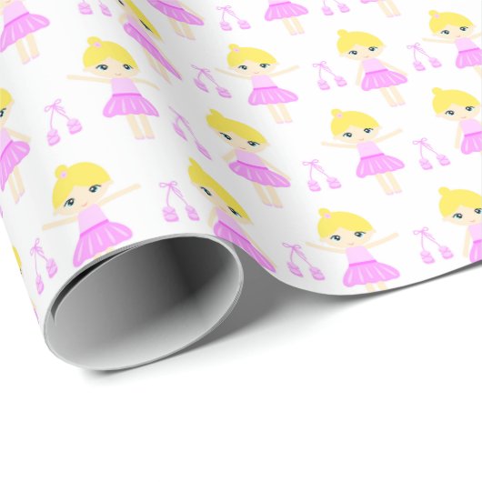 Niedliches blondes Ballerina Wrapping Paper Geschenkpapier (Rolleneckpunkt)