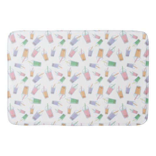 Niedliches Blubble Tee Muster Pastellfarben Soft C Badematte (Vorderseite)