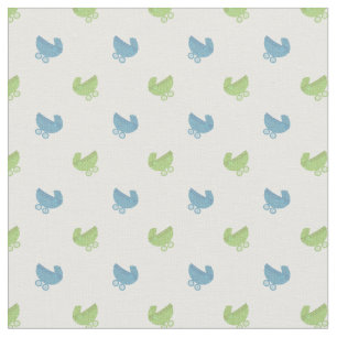 Niedliches Blue and Green Baby Buggy Muster Stoff