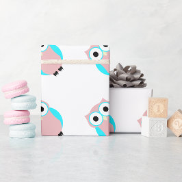 Niedliches Blue and Pink Owls Baby Showpapier Geschenkpapier