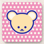 Niedliches Blue Beige Pink Teddy Bär Cartoon Art Getränkeuntersetzer (Vorderseite)
