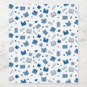 Niedliches Blue Book and Reading Pattern Weinetikett (Einzelnes Label)