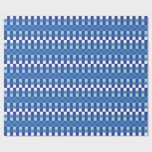 Niedliches Blue Checkerboard Geschenkpapier (Flach)