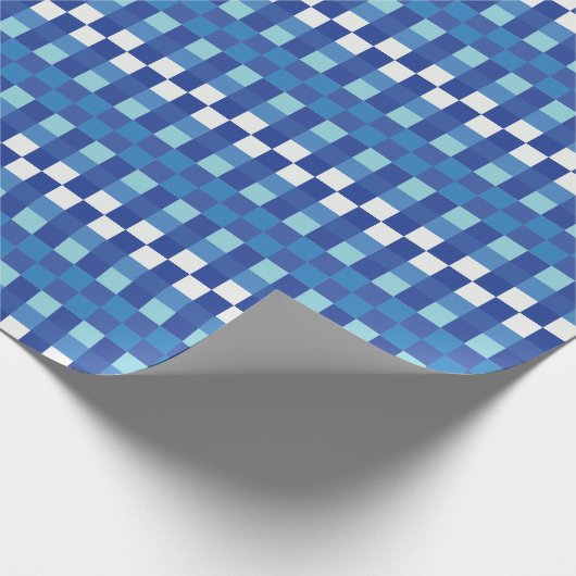 Niedliches Blue Checkerboard Geschenkpapier (Ecke)