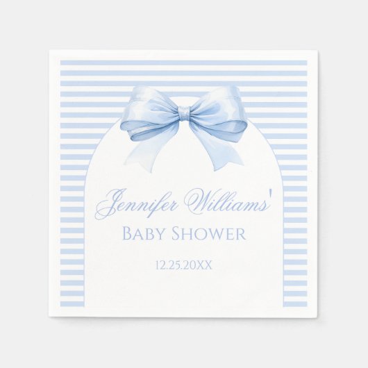 Niedliches Blue Chic Bow Striping Baby Boy Duschpa Serviette (Vorderseite)