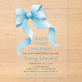 Niedliches Blue Coquette Bow Brautparty Acryleinladungen (Vorderseite)