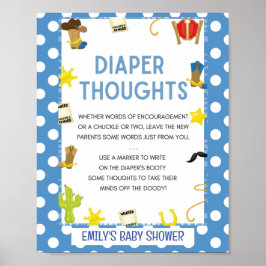 Niedliches Blue Cowboy Baby Duschgel Spielzeichen Poster