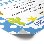 Niedliches Blue Cowboy Baby Duschgel Spielzeichen Poster (Ecke)