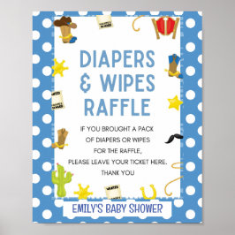 Niedliches Blue Cowboy Baby Duschgel Spielzeichen Poster