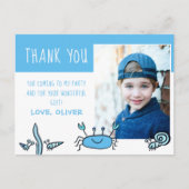 Niedliches Blue Crab Sea Animals Junge Foto Geburt Postkarte (Vorderseite)