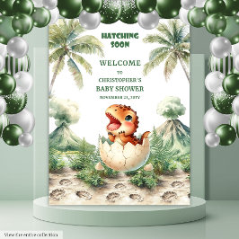 Niedliches Blue Dino Baby Dusche Hintergrund Schlä Wandteppich