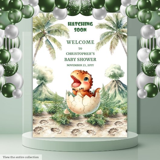 Niedliches Blue Dino Baby Dusche Hintergrund Schlä Wandteppich