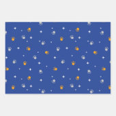 Niedliches Blue Dog Paws Wrapping Paper Set 3 Geschenkpapier Set (Vorderseite 2)