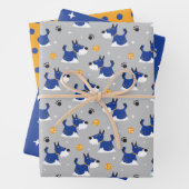 Niedliches Blue Dog Paws Wrapping Paper Set 3 Geschenkpapier Set (Beispiel)