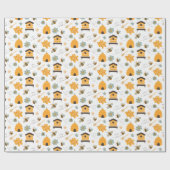 Niedliches Blue & Gold Bee Wrapping Paper Geschenkpapier (Flach)