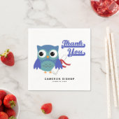 Niedliches Blue Graduate Owl mit Diplomarbeit Absc Serviette (Beispiel)