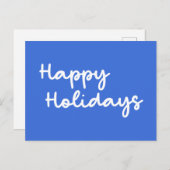 Niedliches Blue Happy Holidays Whimsical Letting Postkarte (Vorne/Hinten)