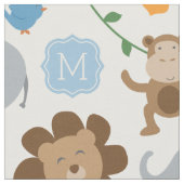 Niedliches Blue Jungle Animals Baby Boys Custom Mo Stoff (Nahaufnahme)