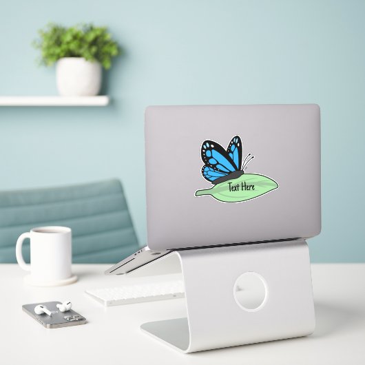 Niedliches Blue Monarch Butterfly-Label Aufkleber (Laptop auf Schreibtisch)