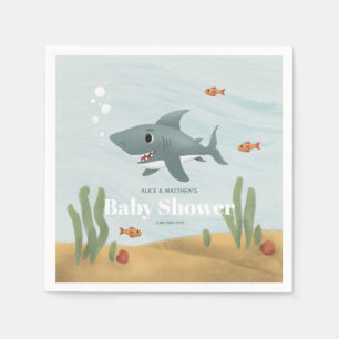 Niedliches Blue Ocean Sea Shark Boys Baby Dusche Serviette