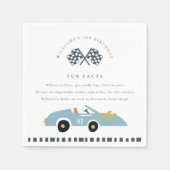 Niedliches Blue Race Car Kinder jedes Alter Geburt Serviette (Vorderseite)