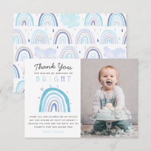Niedliches Blue Rainbow Boys Birthday Party Foto Dankeskarte