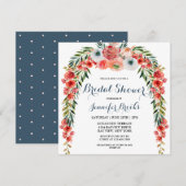 Niedliches Blue Retro Garden Brautparty Einladung (Vorne/Hinten)