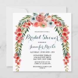 Niedliches Blue Retro Garden Brautparty Einladung