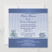 Niedliches Blue Teddy Elegant Bringen Sie eine Bab Einladung (Rückseite)