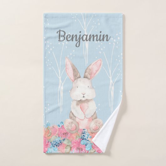 Niedliches Blue Woodland Bunny Baby Kinderzimmer Handtuch (Handtuch)