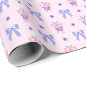 Niedliches Blueberry- & Bow-Musterpapier Geschenkpapier (Rolleneckpunkt)