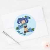 Niedliches Blueberry-Thema Chibi mit Blueberries Runder Aufkleber (Umschlag)