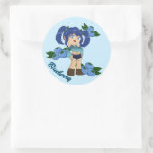 Niedliches Blueberry-Thema Chibi mit Blueberries Runder Aufkleber (Tasche)