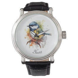 Niedliches Bluetit auf Zweig, Brauch Armbanduhr