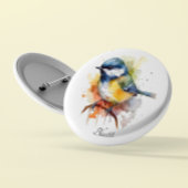 Niedliches Bluetit auf Zweig, Brauch Button