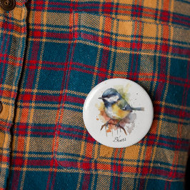 Niedliches Bluetit auf Zweig, Brauch Button