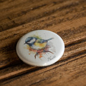Niedliches Bluetit auf Zweig, Brauch Button