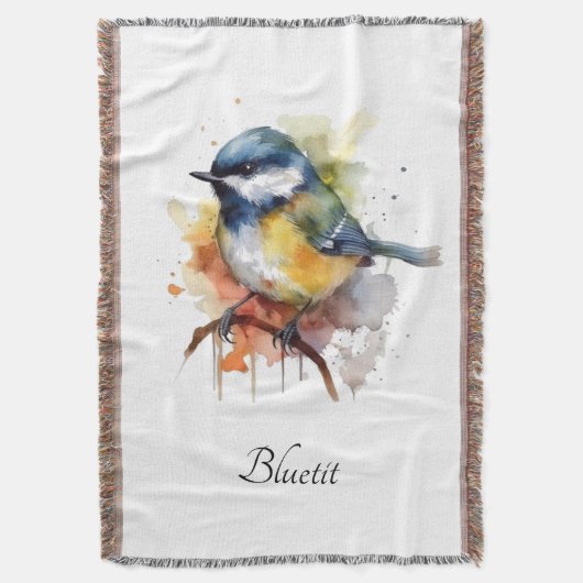 Niedliches Bluetit auf Zweig, Brauch Decke (Vorderseite Vertikal)