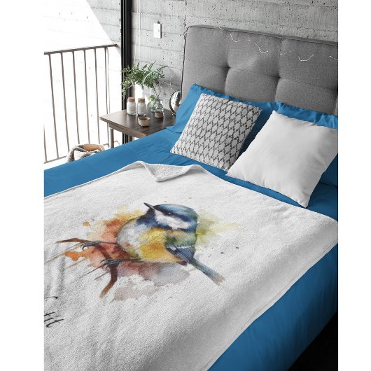 Niedliches Bluetit auf Zweig, Brauch Fleecedecke