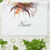 Niedliches Bluetit auf Zweig, Brauch Geschirrtuch (Gefaltet)