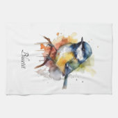 Niedliches Bluetit auf Zweig, Brauch Geschirrtuch (Horizontal)