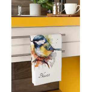 Niedliches Bluetit auf Zweig, Brauch Geschirrtuch