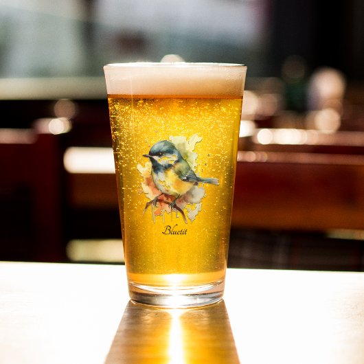 Niedliches Bluetit auf Zweig, Brauch Glas