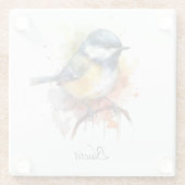 Niedliches Bluetit auf Zweig, Brauch Glasuntersetzer (Rückseite)