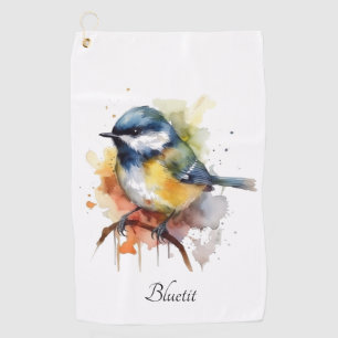 Niedliches Bluetit auf Zweig, Brauch Golfhandtuch