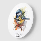 Niedliches Bluetit auf Zweig, Brauch Große Wanduhr (Winkel)
