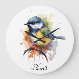 Niedliches Bluetit auf Zweig, Brauch Große Wanduhr